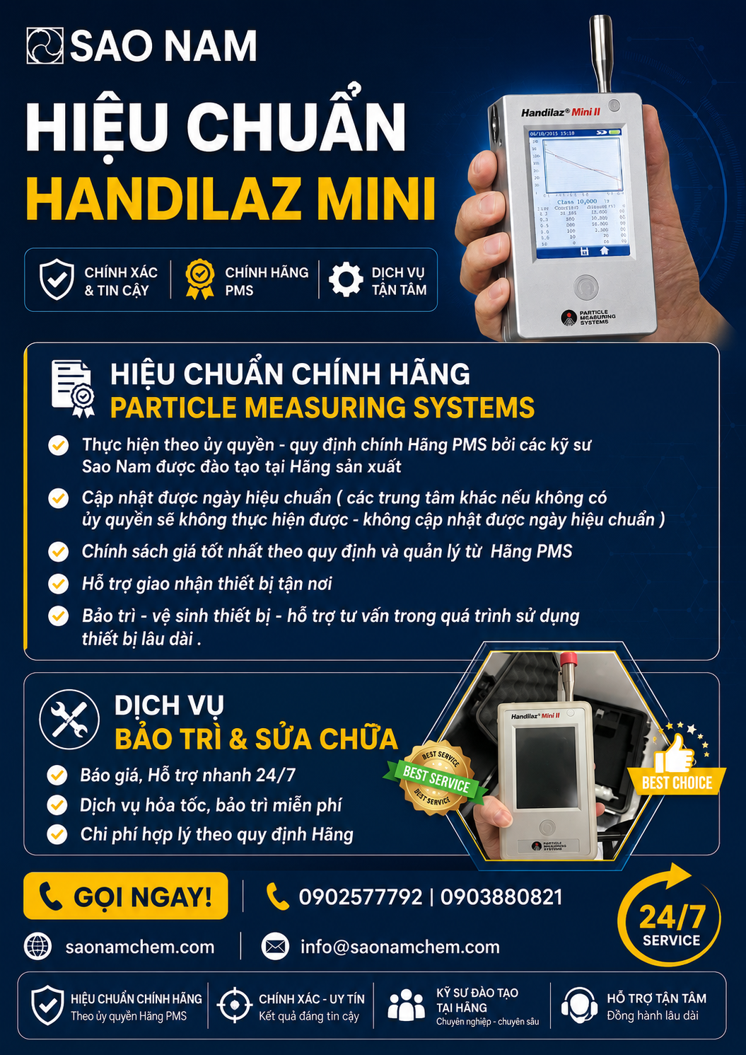 Hiệu chuẩn máy đếm tiểu phân cầm tay HANDILAZ MINI 